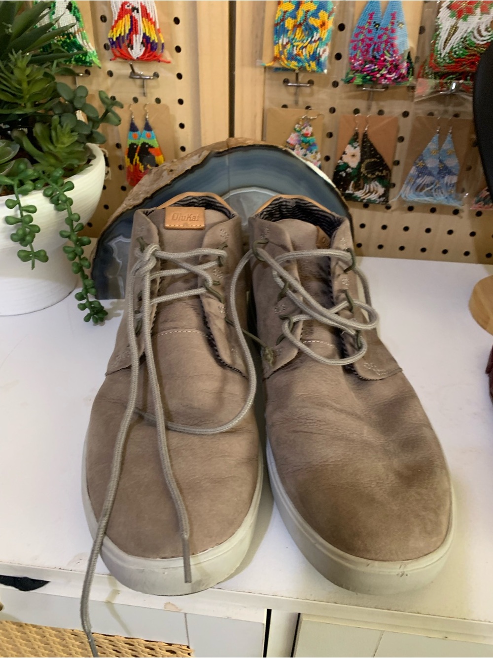 OluKai Men's Chukka Boots in Taupe Suede